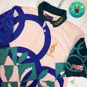 Hanes Atlanta X Olympics 1996 Shirt Men's Small Polo White Logo Games Vintage